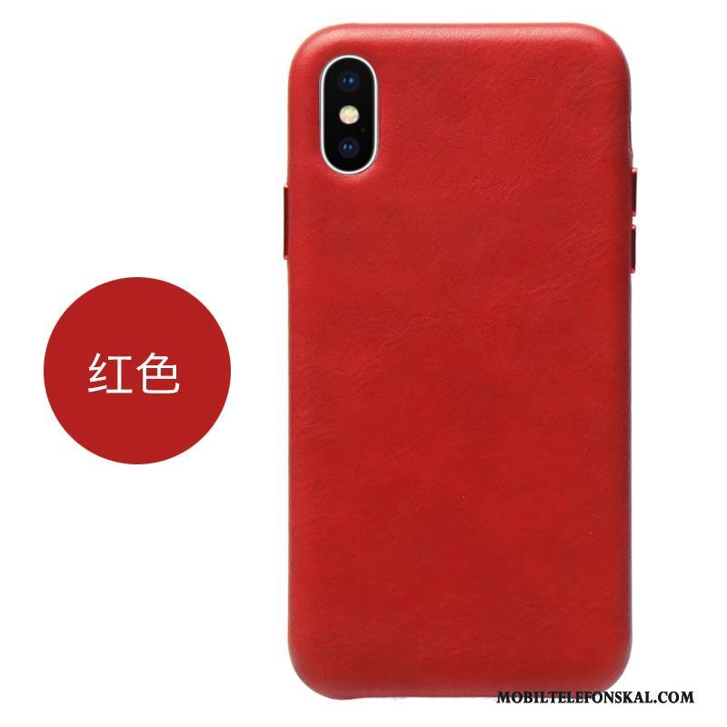 iPhone X Skal Ny Läderfodral Fallskydd Röd All Inclusive Trend Varumärke Svart