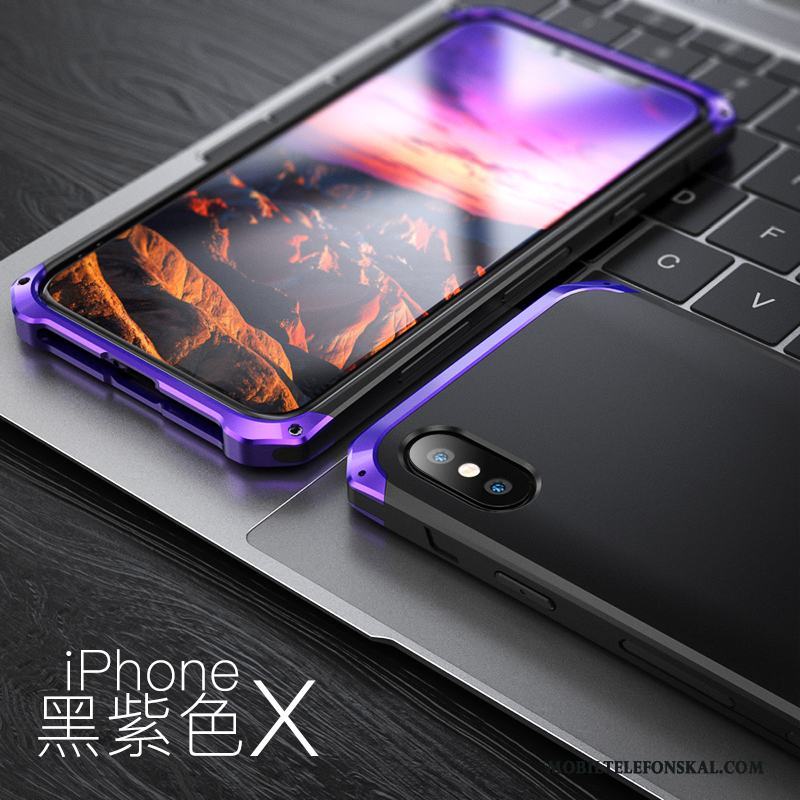 iPhone X Skal Ny Personlighet Skydd Fodral Metall Fallskydd Blå