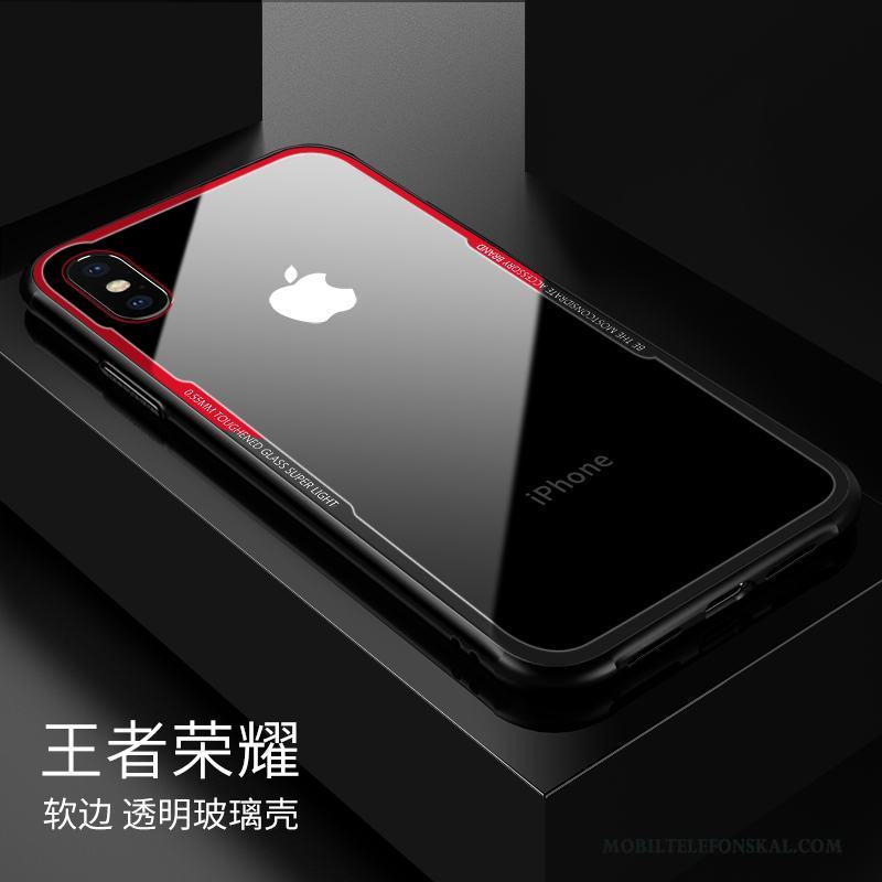 iPhone X Skal Röd Glas Fodral Slim Fallskydd All Inclusive Silikon