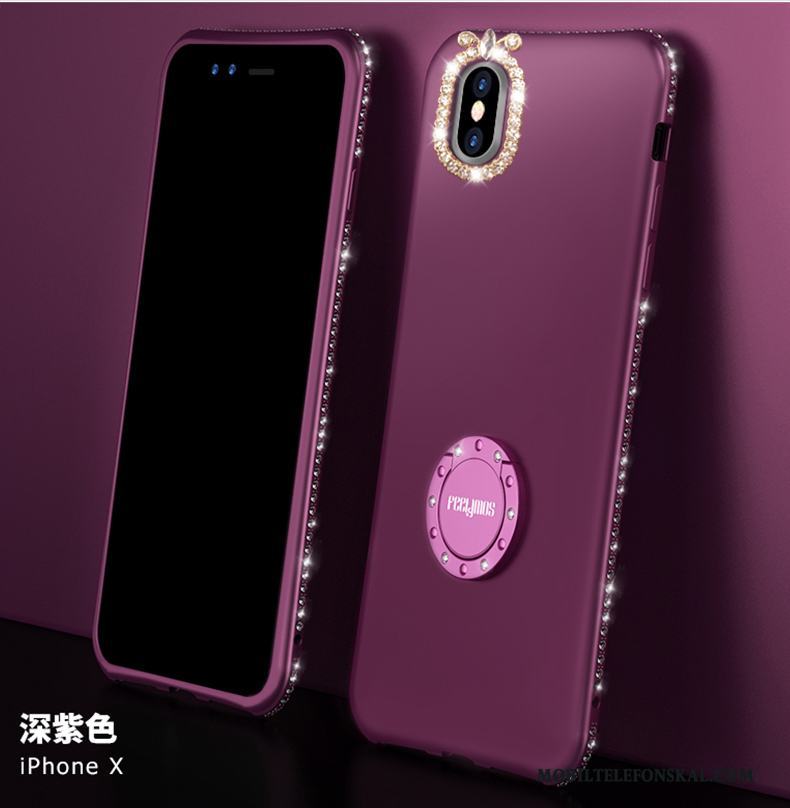iPhone X Slim Skal Telefon Fallskydd Strass Trend Varumärke Purpur Ny