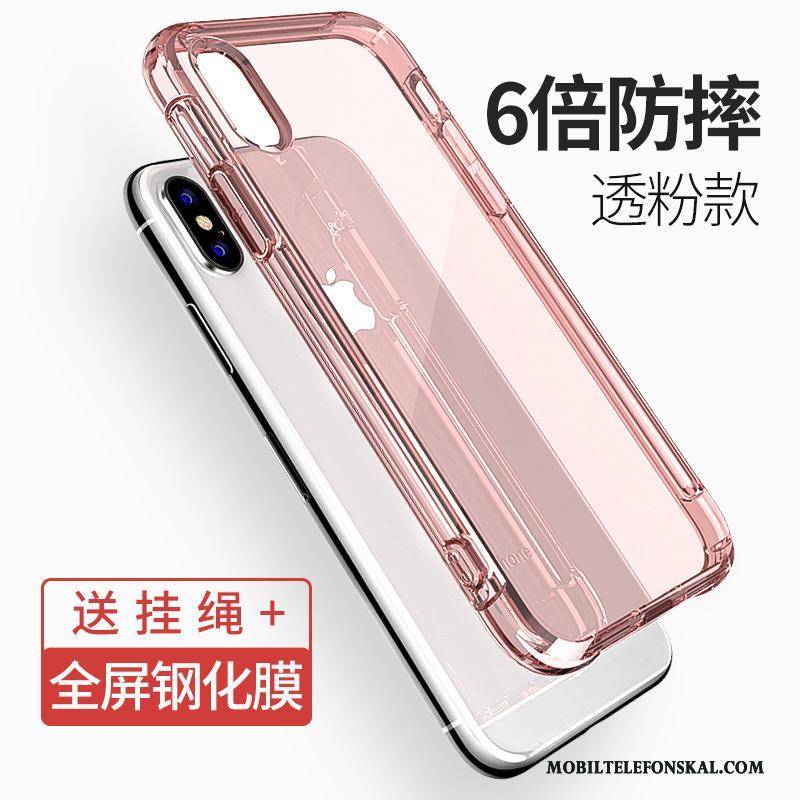 iPhone X Transparent Trend Varumärke Purpur Skal Telefon Glas Slim Röd