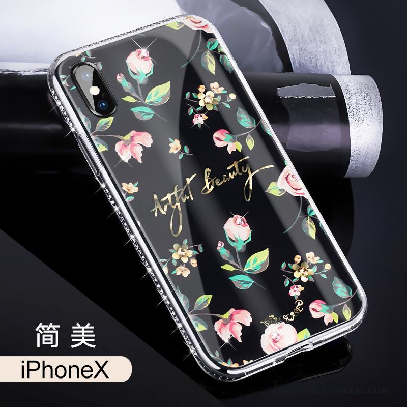 iPhone X Trend Varumärke Svart Lyxiga Fallskydd Skal Telefon Strass Ny