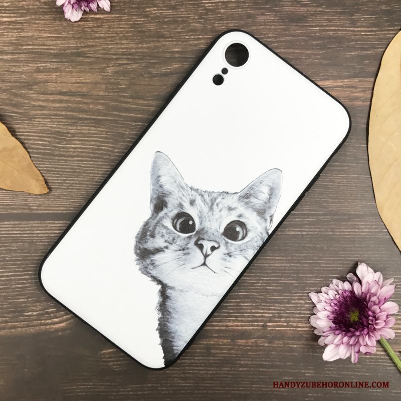 iPhone Xr Personlighet Vacker Vit Skydd Lättnad Skal Telefon Katt