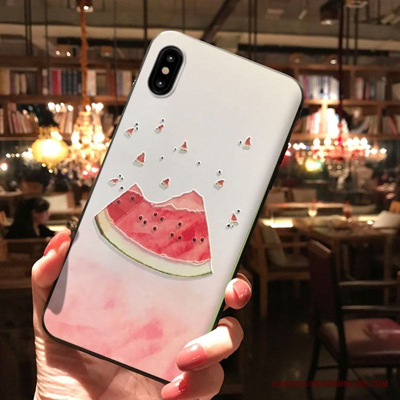 iPhone Xs Max Kreativa Mönster Röd Vattenmelon Fallskydd Lättnad Skal Telefon