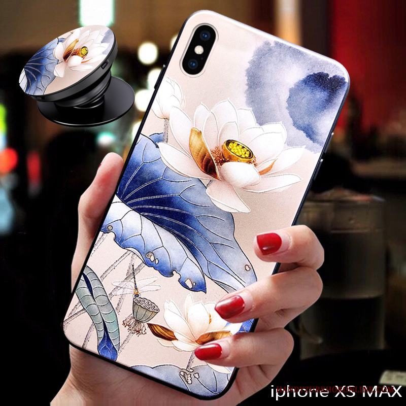 iPhone Xs Max Skal All Inclusive Kreativa Silikon Ny Lättnad Grön Blommor