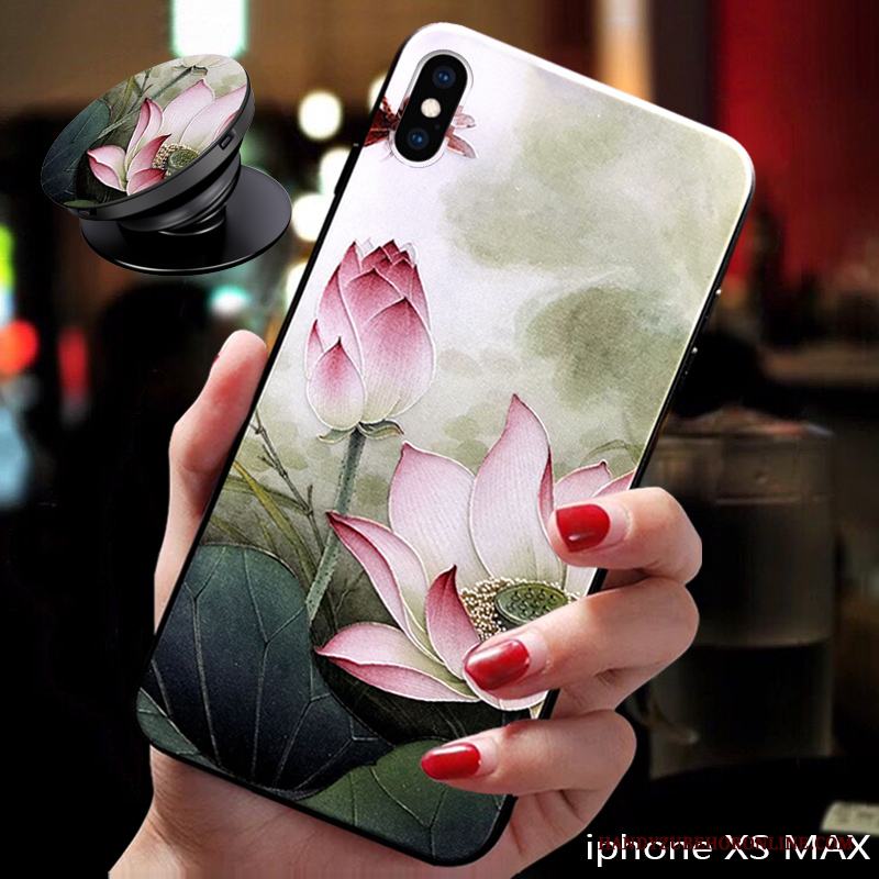 iPhone Xs Max Skal All Inclusive Kreativa Silikon Ny Lättnad Grön Blommor
