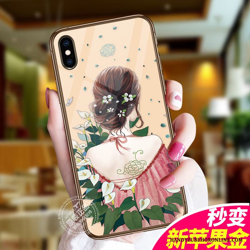 iPhone Xs Skal Kreativa Transparent Trend Varumärke Fodral All Inclusive Glas Svart