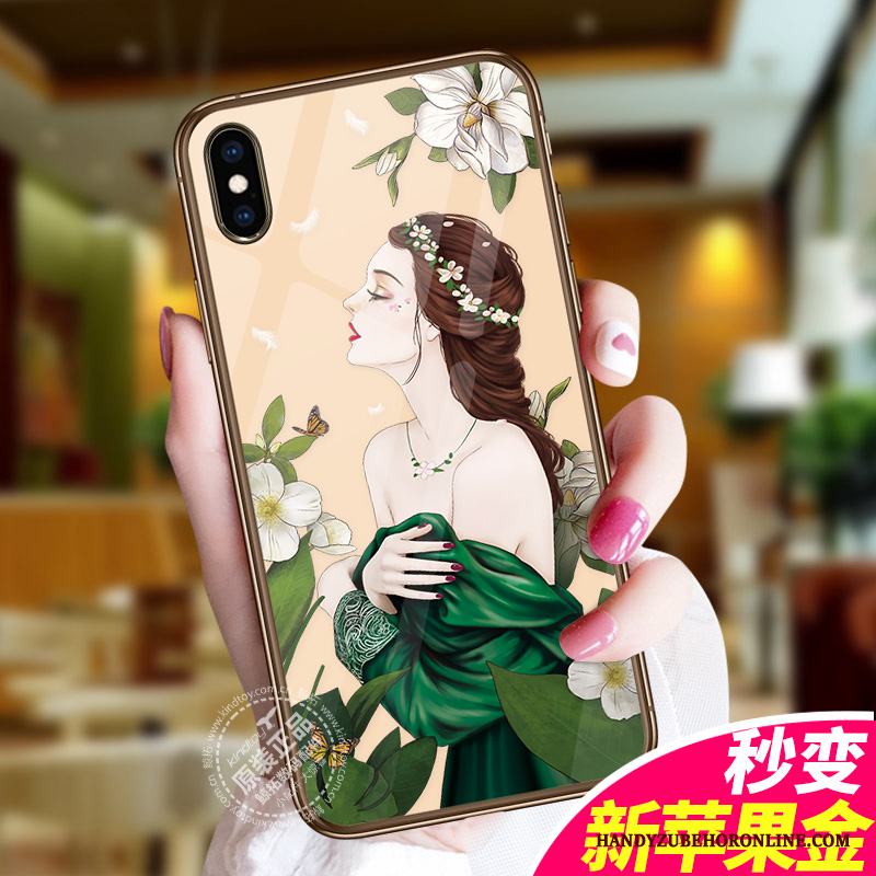 iPhone Xs Skal Kreativa Transparent Trend Varumärke Fodral All Inclusive Glas Svart