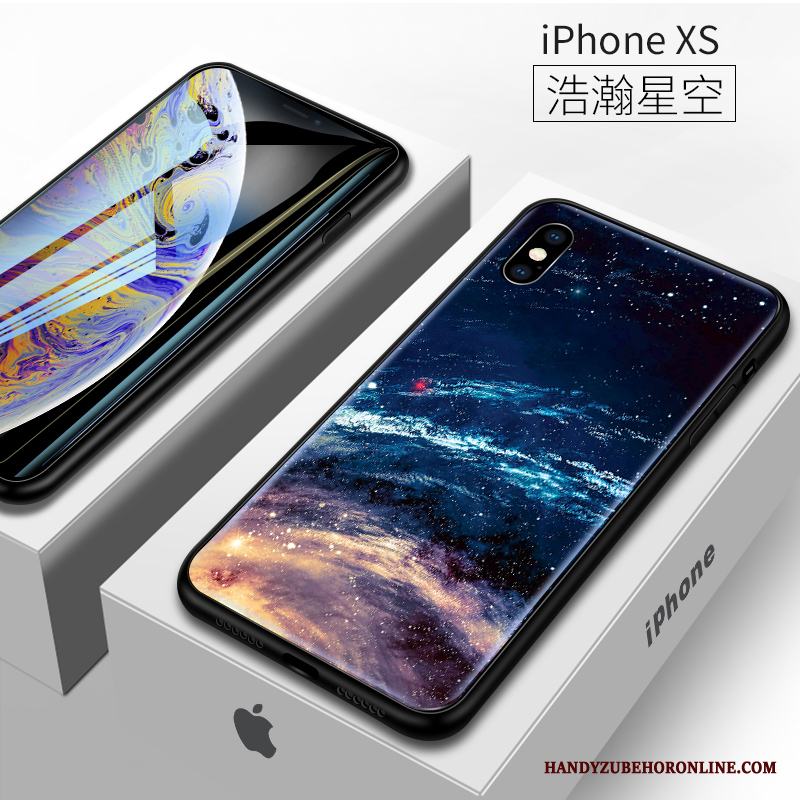 iPhone Xs Skal Telefon Fallskydd Purpur Nubuck Silikon Glas Fodral