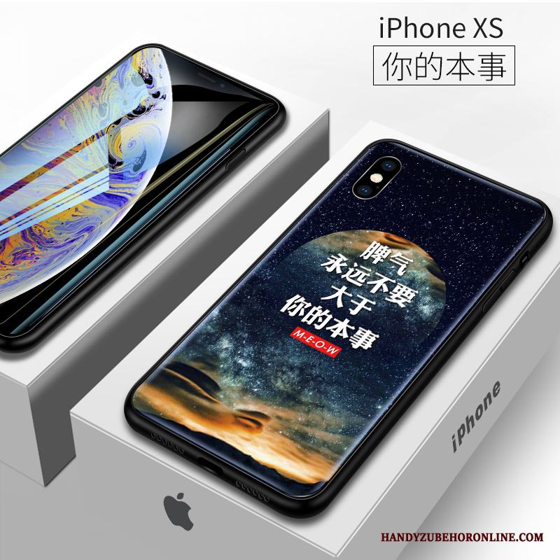 iPhone Xs Skal Telefon Fallskydd Purpur Nubuck Silikon Glas Fodral