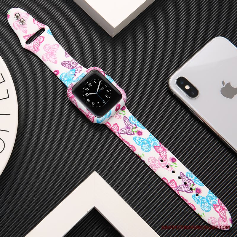Apple Watch Series 1 Silikon Kreativa Skal Trend Rosa Tryck Skydd