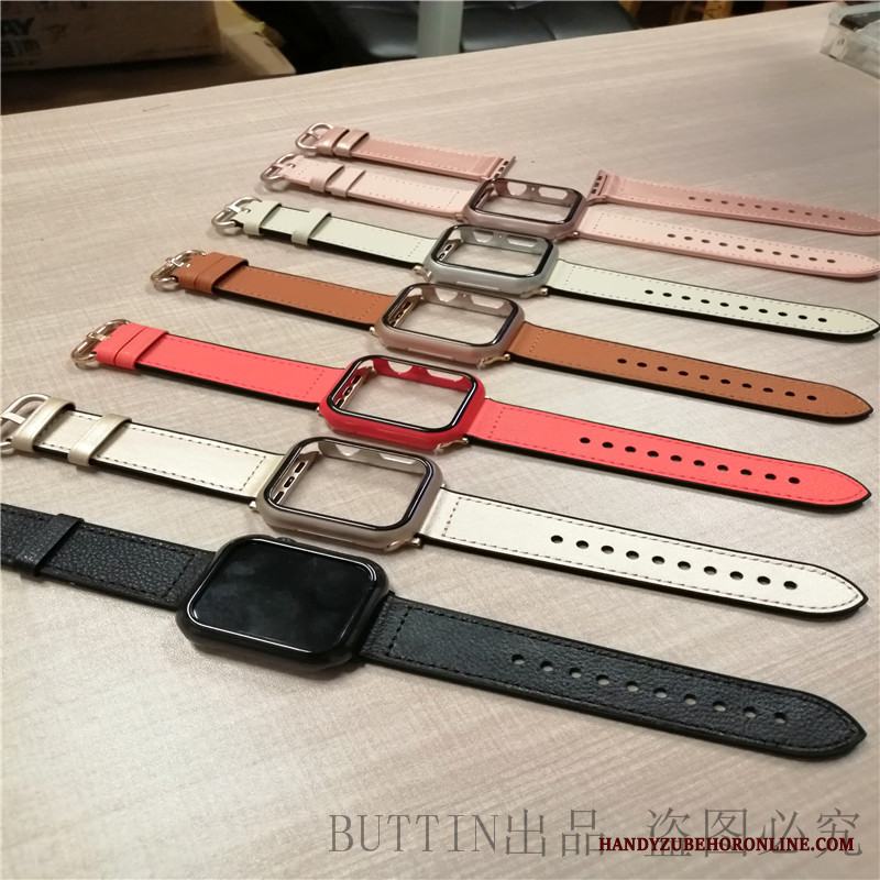 Apple Watch Series 1 Skal Retro Färg Svart Fodral Mjukt Läder Silikon Skydd