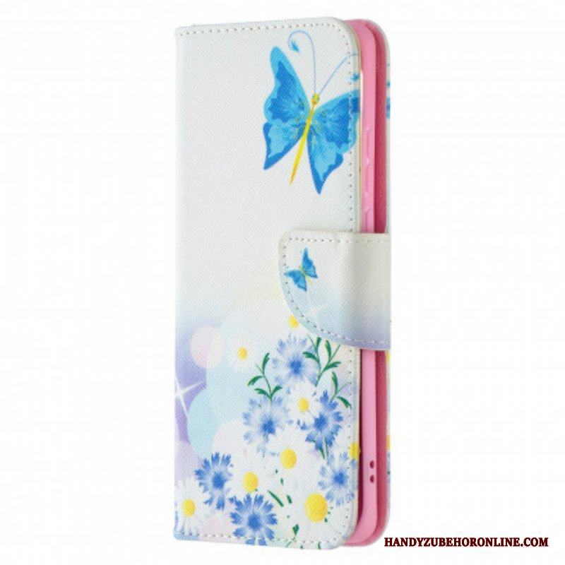 Fodral Huawei P50 Pro Målade Fjärilar Och Blommor