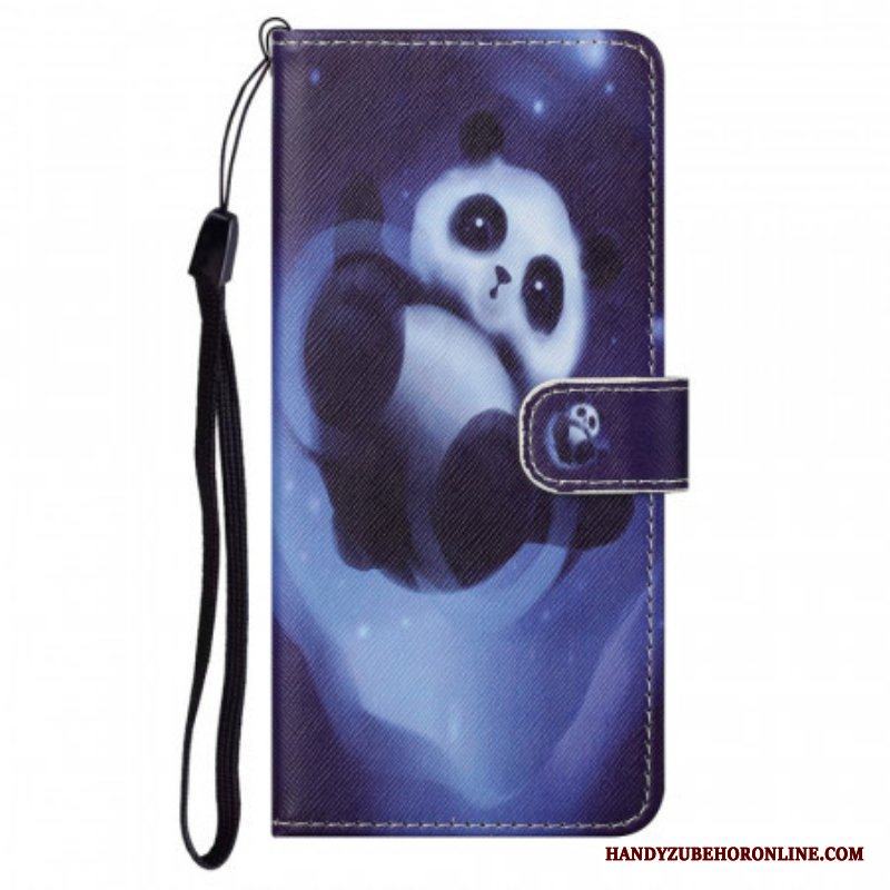 Fodral Moto G71 5G Med Kedjar Panda Space Med Lanyard