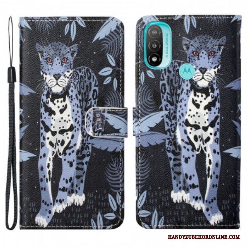 Fodral Moto G71 5G Med Kedjar Strappy Leopard