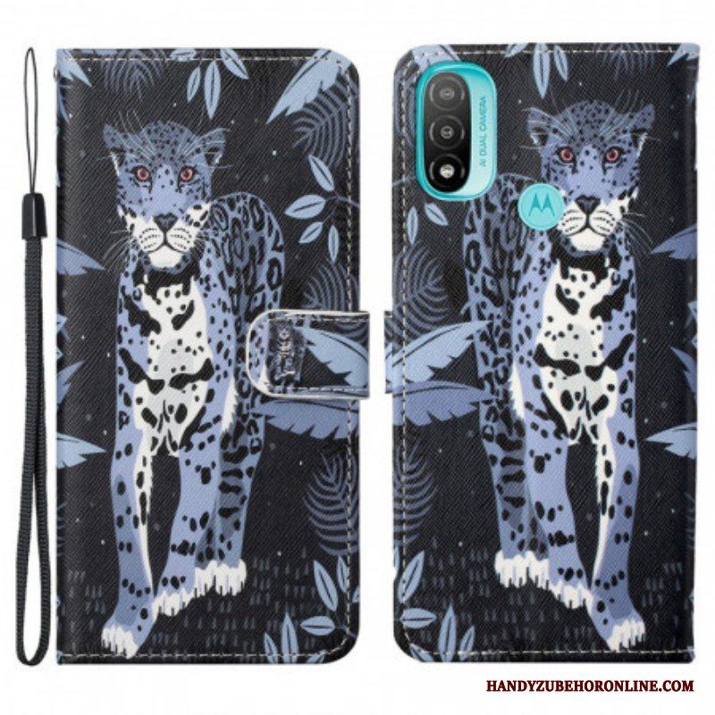 Fodral Moto G71 5G Med Kedjar Strappy Leopard