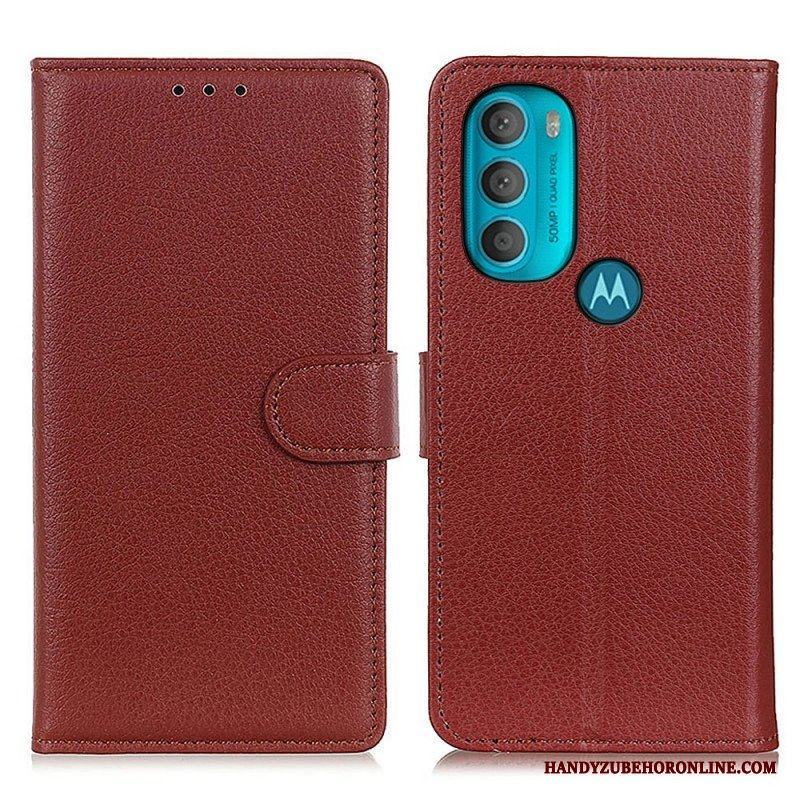 Fodral Moto G71 5G Traditionellt Litchi