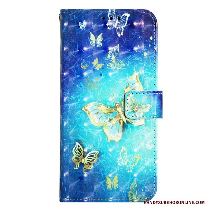 Fodral Samsung Galaxy A14 / A14 5G Med Kedjar Fantastiska Stringfjärilar