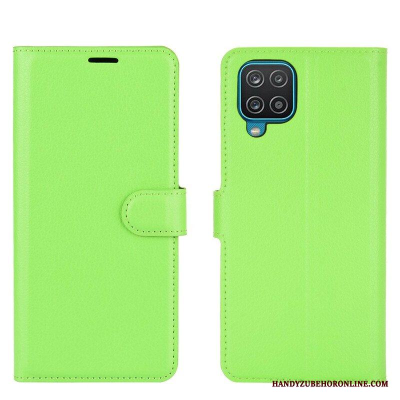Fodral Samsung Galaxy M12 / A12 Klassiskt Litchi Konstläder