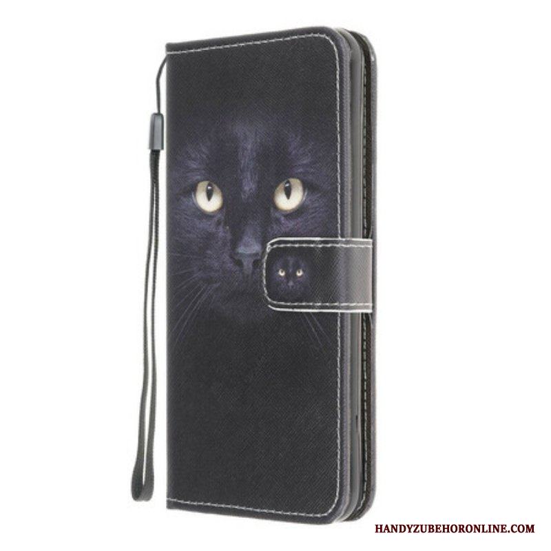 Fodral Samsung Galaxy M12 / A12 Med Kedjar Strappy Black Cat Eyes