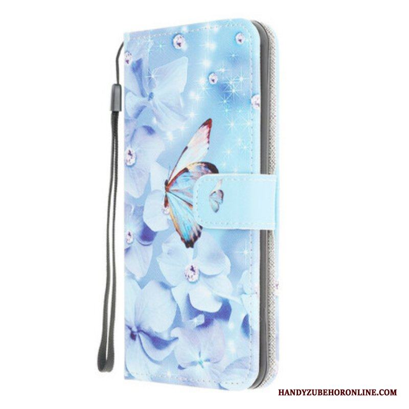 Fodral Samsung Galaxy M12 / A12 Med Kedjar Strappy Diamond Butterflies