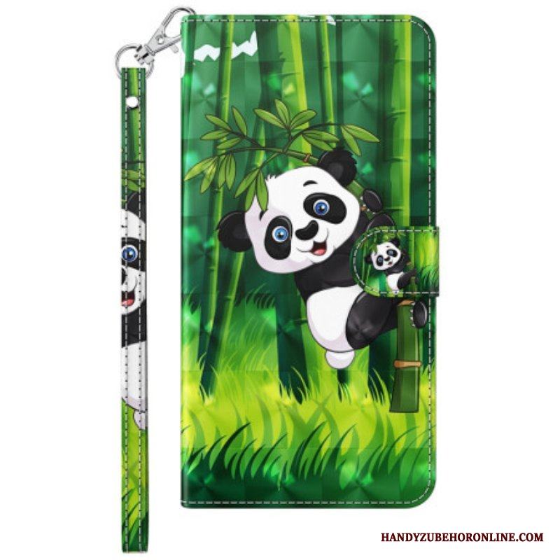 Fodral Samsung Galaxy M13 Panda Och Bambu Med Snodd