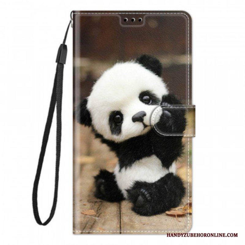 Fodral Samsung Galaxy M23 5G Med Kedjar Lilla Panda Med Rem