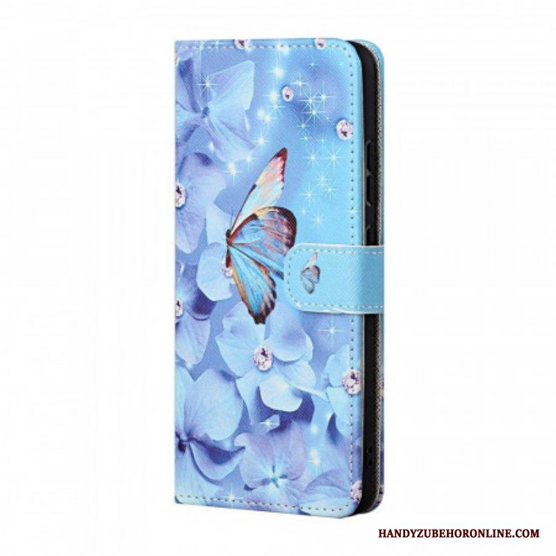 Fodral Samsung Galaxy M23 5G Med Kedjar Strappy Diamond Butterflies