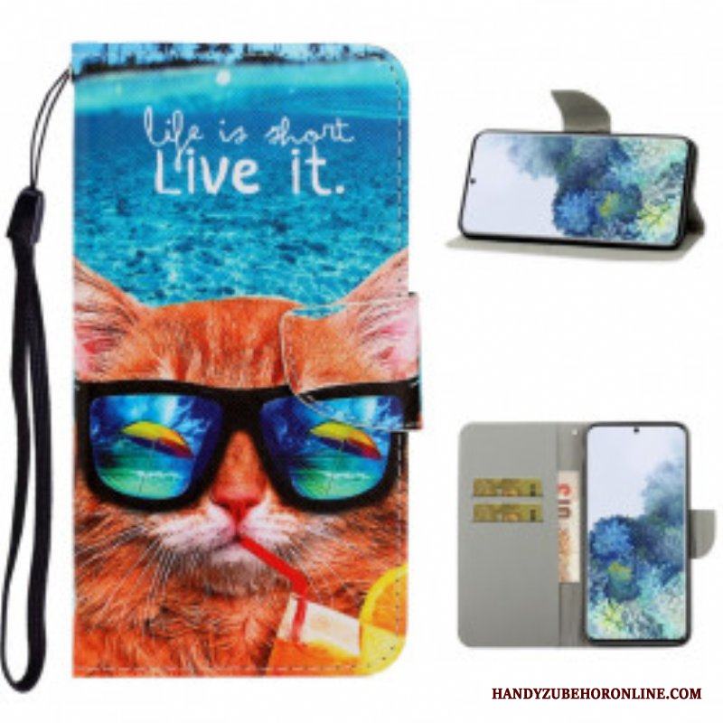 Fodral Samsung Galaxy S21 Ultra 5G Med Kedjar Cat Live It Strappy