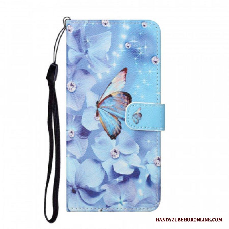 Fodral Samsung Galaxy S22 Plus 5G Med Kedjar Strappy Diamond Butterflies