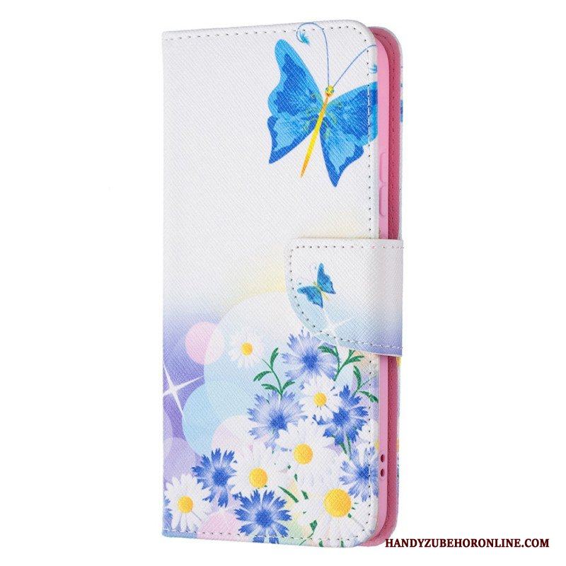 Fodral Samsung Galaxy S22 Plus 5G Målade Fjärilar Och Blommor