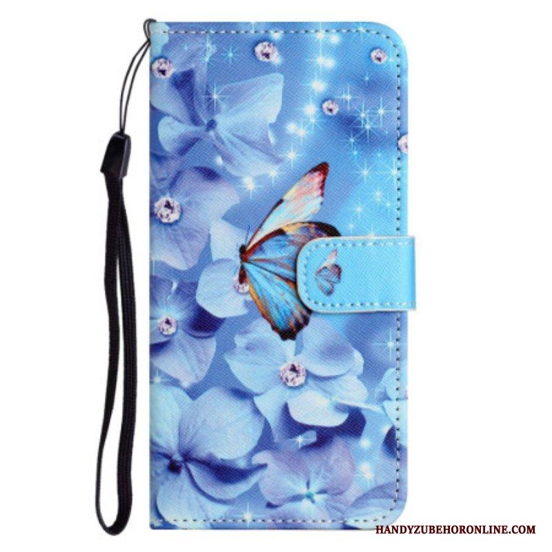 Fodral Samsung Galaxy S23 5G Med Kedjar Strappy Diamond Butterflies