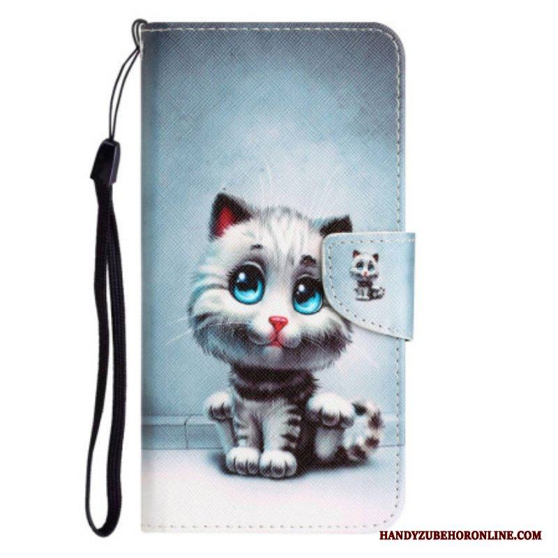 Fodral Xiaomi 12T / 12T Pro Med Kedjar Strappy Blue Eyed Cat