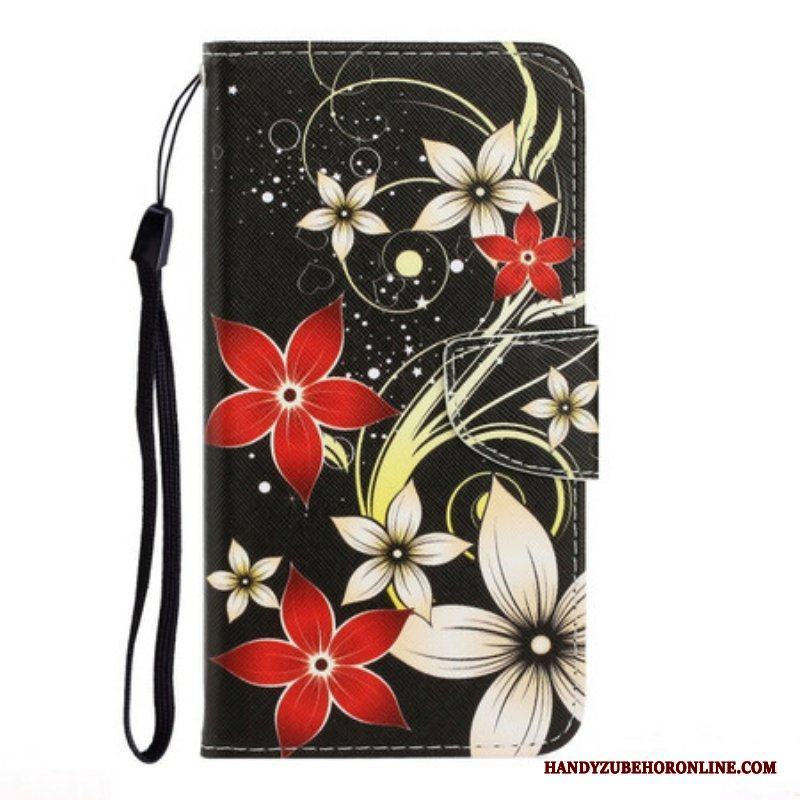 Fodral iPhone 13 Pro Med Kedjar Färgglada Strappy Blommor