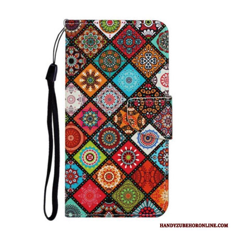 Fodral iPhone 13 Pro Patchwork-mandalas Med Linne