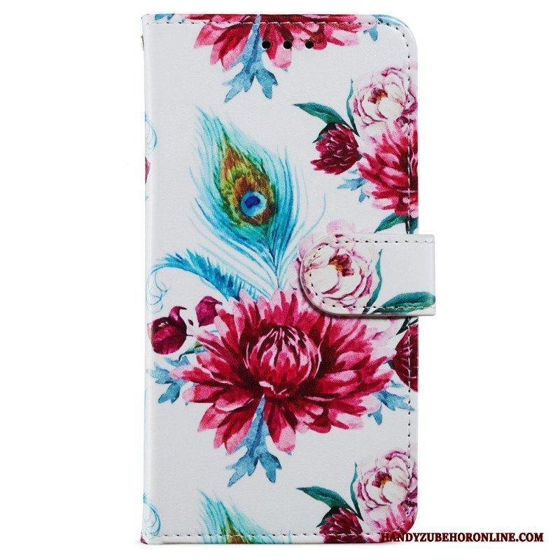 Fodral iPhone 15 Med Kedjar Liberty Blommor Med Rem