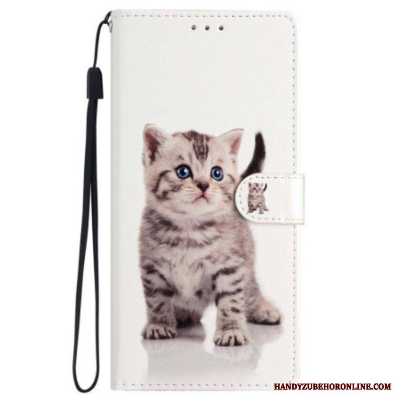 Fodral iPhone 15 Plus Med Kedjar Liten Katt Med Rem