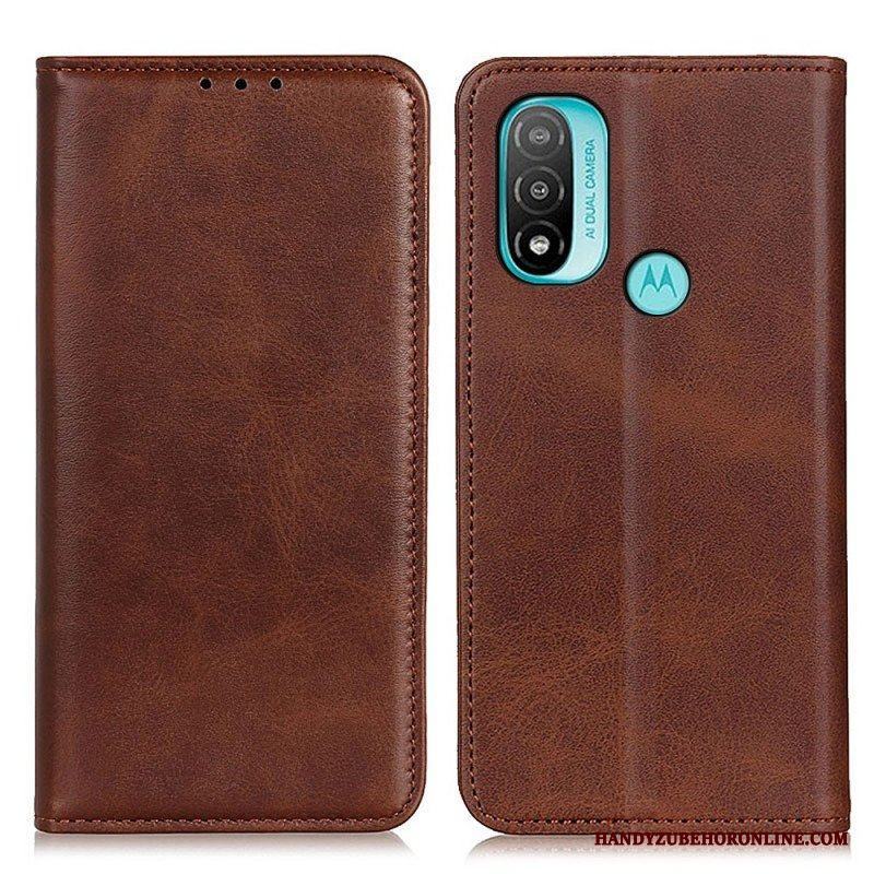 Folio-fodral Moto E40 / E30 / E20 Läderfodral Elegance Split Läder