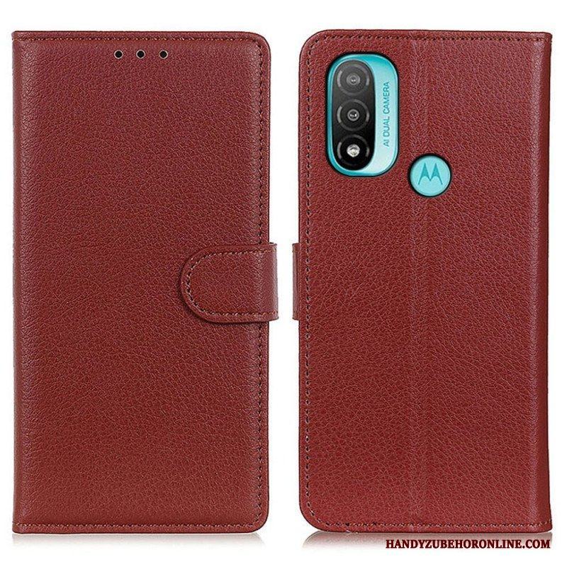 Folio-fodral Moto E40 / E30 / E20 Traditionellt Litchi