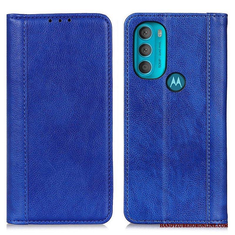 Folio-fodral Moto G71 5G Läderfodral Elegance Split Litchi Läder