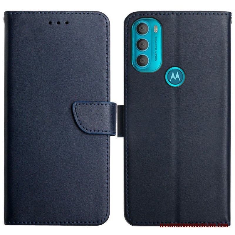 Folio-fodral Moto G71 5G Äkta Nappaläder