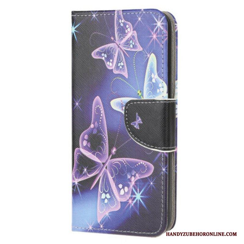 Folio-fodral Samsung Galaxy A52 4G / A52 5G / A52s 5G Neon Fjärilar