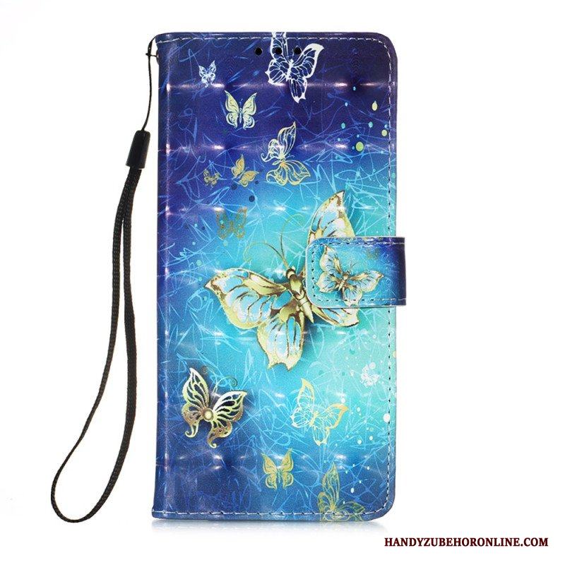 Folio-fodral Samsung Galaxy A54 5G Med Kedjar Flight Of Butterflies I Lanyard