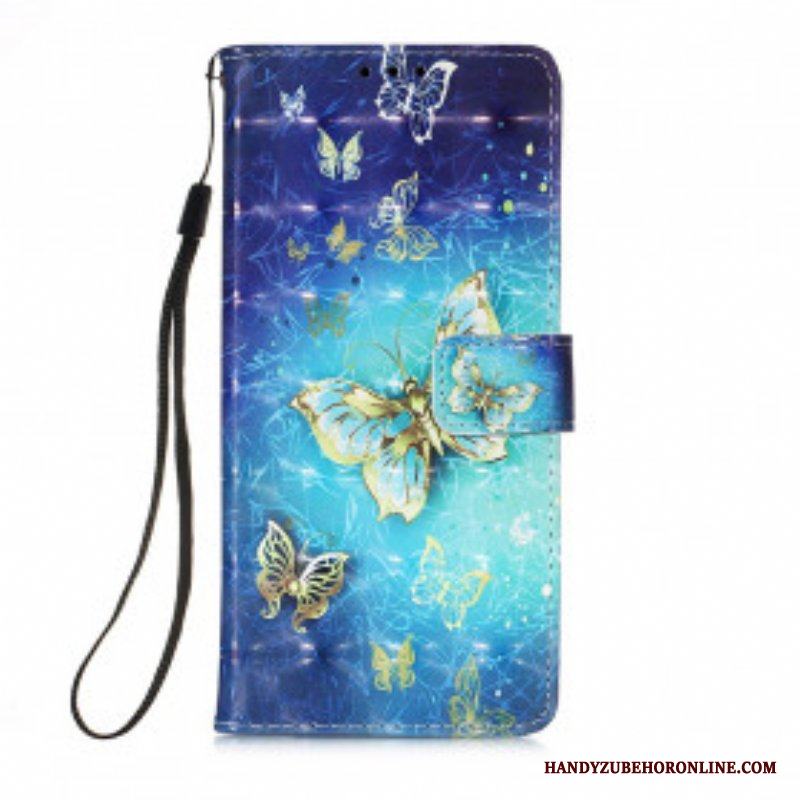 Folio-fodral Samsung Galaxy M12 / A12 Gyllene Fjärilar