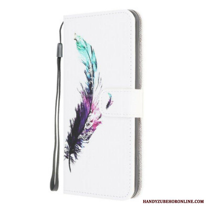 Folio-fodral Samsung Galaxy M12 / A12 Med Kedjar Fjäder Med Snodd