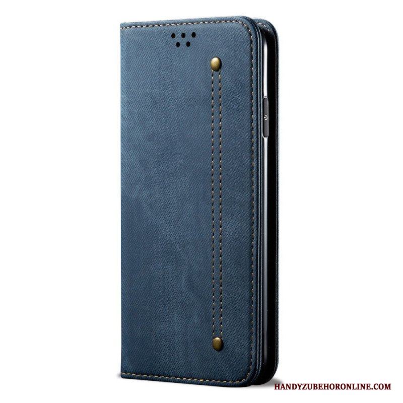 Folio-fodral Samsung Galaxy M32 Läderfodral Denim Tyg