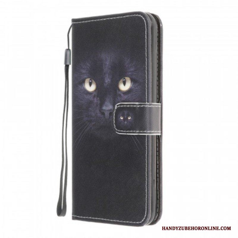 Folio-fodral Samsung Galaxy M32 Med Kedjar Strappy Black Cat Eyes