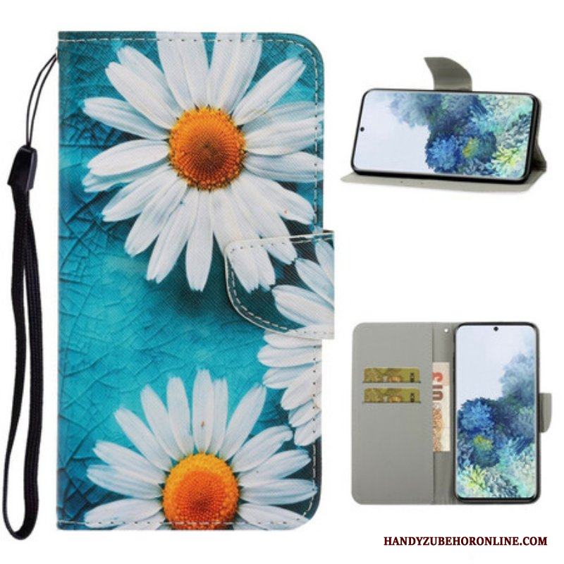 Folio-fodral Samsung Galaxy S21 5G Med Kedjar Thong Daisies