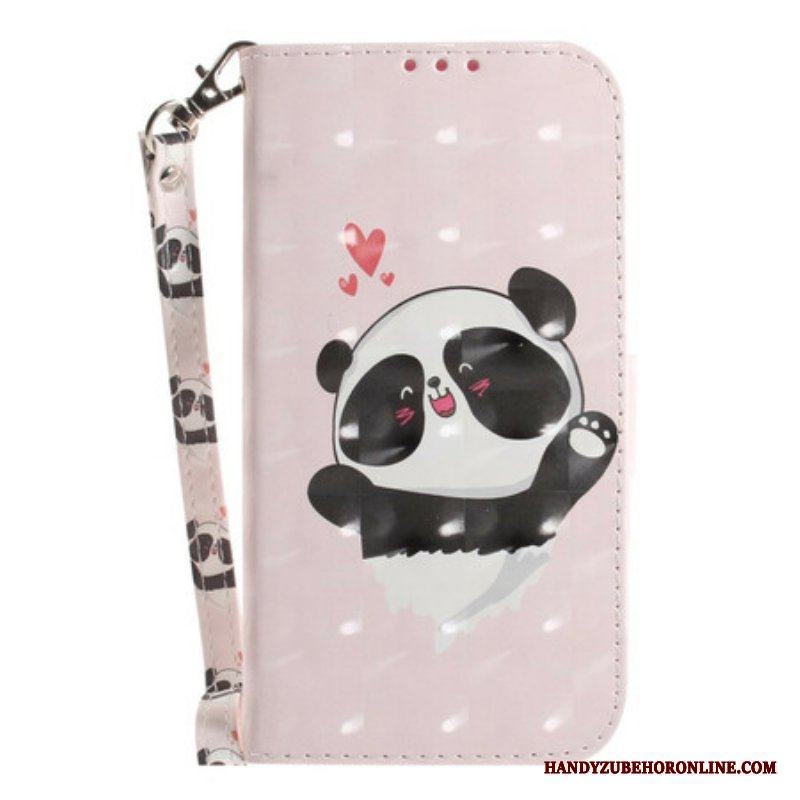 Folio-fodral Samsung Galaxy S21 FE Med Kedjar Panda Love Med Snodd