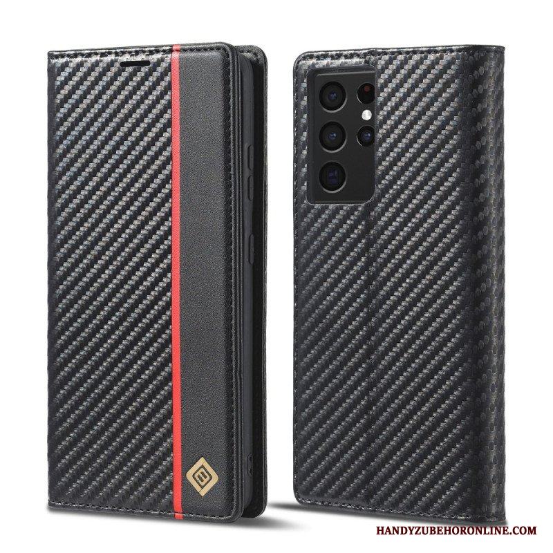 Folio-fodral Samsung Galaxy S21 Ultra 5G Kolfiber Lc.imeeke